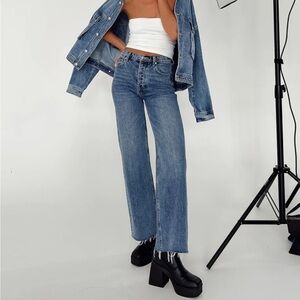 Princess Polly PP DNM Fawcett Jeans Dark Wash Denim, Size 4